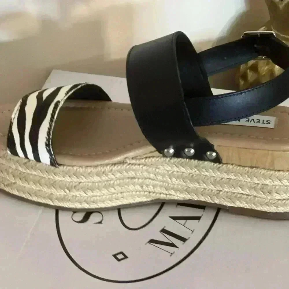 STEVE MADDEN FIFER ZEBRA ESPADRILLE NIB SZ 7.5M